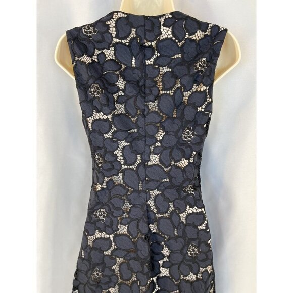 Zara Woman Navy Blue Lace V-Neck Midi Dress $98 - Picture 9 of 14